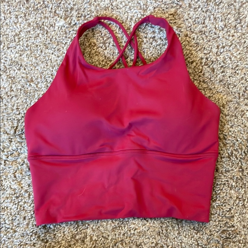 NWOT DAE Athletic Wear Crossover Crop Bra in Red Red Wine